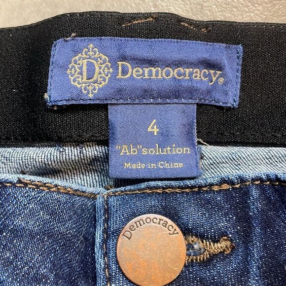 Democracy Womens Distressed “Ab” Solution Dark Wash Straight Leg Jeans Sz 4 - Picture 3 of 9